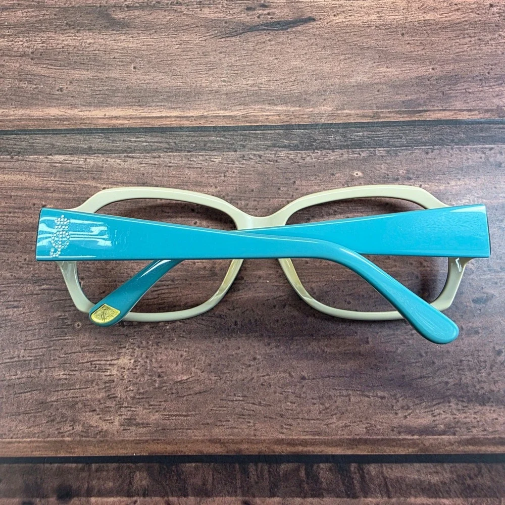 Juicy Couture JU 522/S Black Teal Cream Rectangular Eyeglass Frames 56-15-130